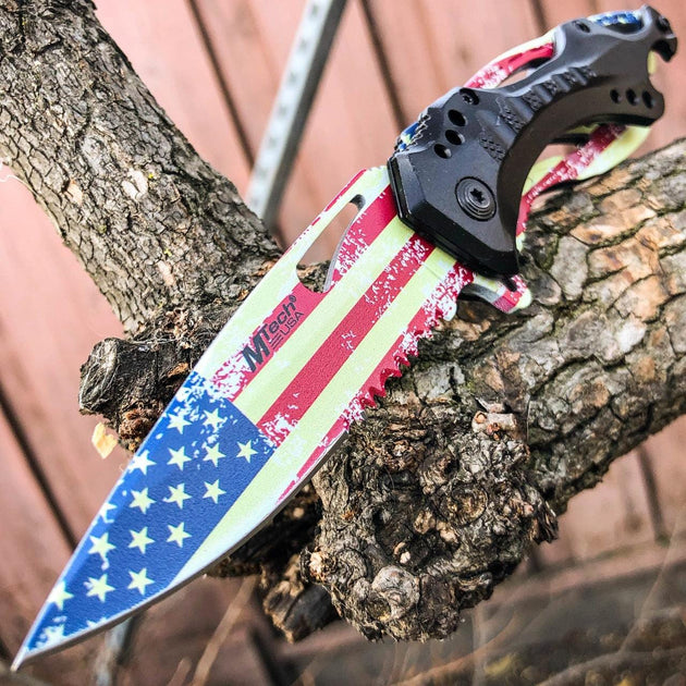 8 MTECH USA RAINBOW TACTICAL FOLDING POCKET KNIFE w/ BOTTLE OPENER EDC  Blade