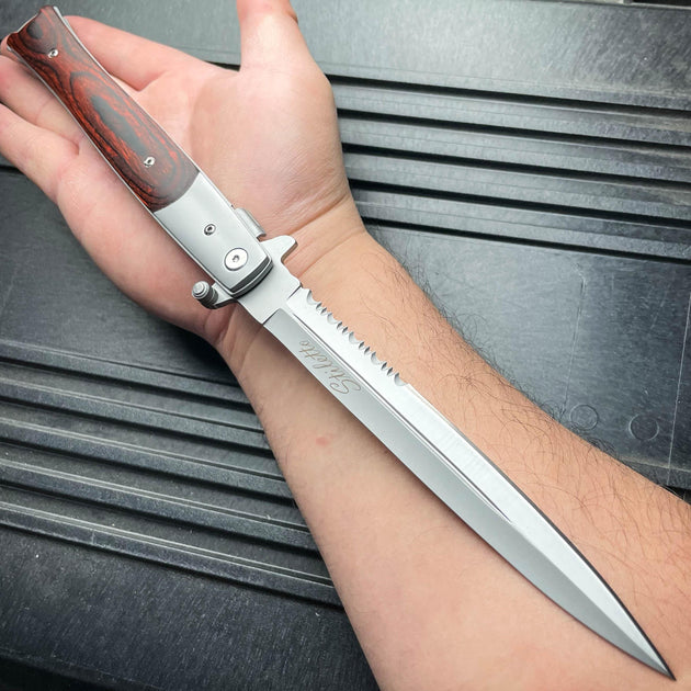 Wood Handle Stiletto Knife