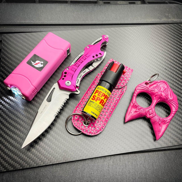 8 Ladies Pink HEARTS TACTICAL Combat Spring Assisted Open Pocket Knife  Women