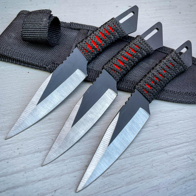 12 Pc 6 Ninja Tactical Combat Kunai Throwing Knife Set w/ Sheath NEW  BLADES