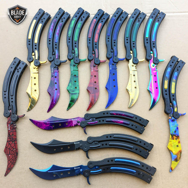 CSGO Practice Knife Balisong Butterfly Trainer - Non Sharp Dull - White  Galaxy