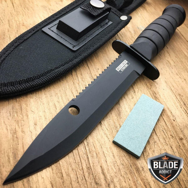 10.5 Tactical Fixed Blade Gut Hook Hunting Survival Knife w Sheath
