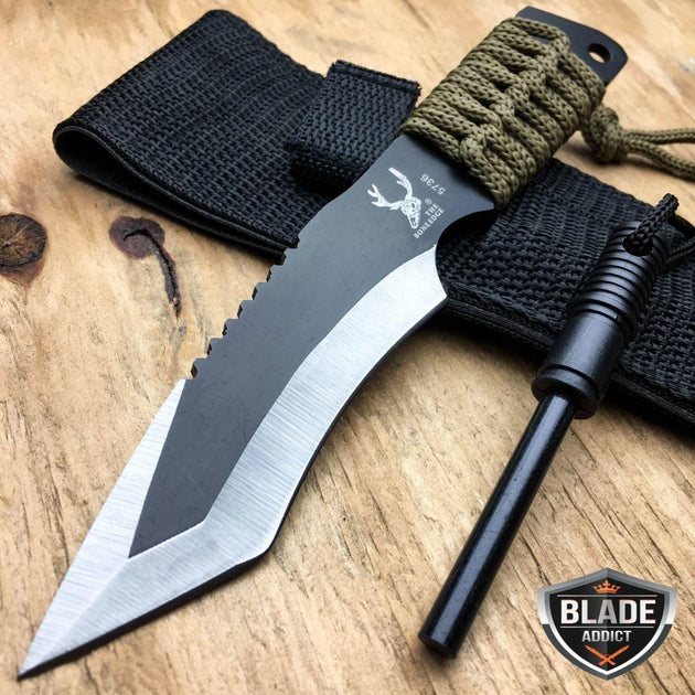 7 Steel Blade Hunting Knife With Fire Starter (with Carrying Case