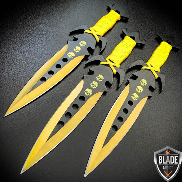 6pc SET Kunai 5.5 SPIDER Throwing Knives NINJA Black DAGGER Hunting W/  Case