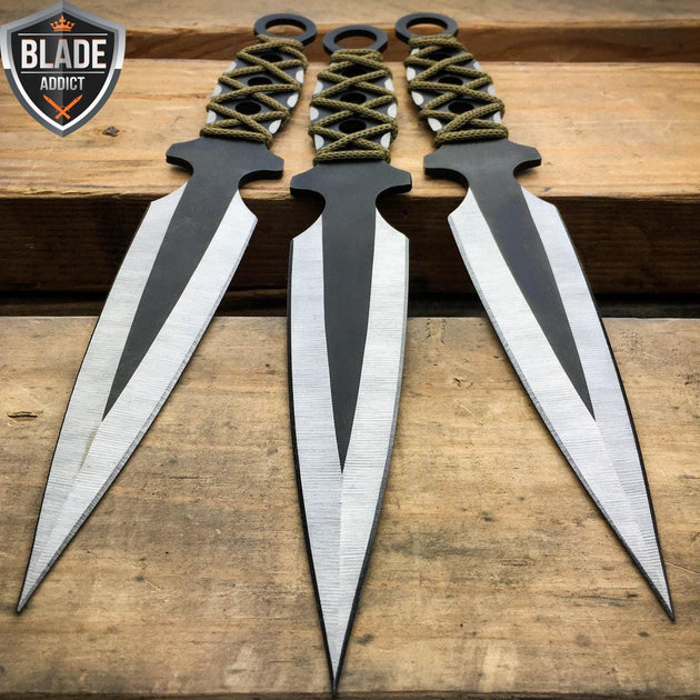 24PC Ninja Tactical Hunting MIXED Knives Ninjutsu Kunai Throwing Knife Set  NEW
