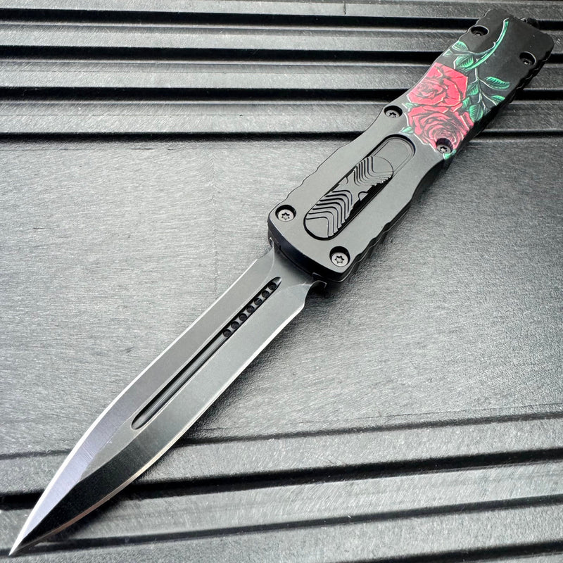 7.5" Skull N' Roses Automatic Dual Action OTF Knife