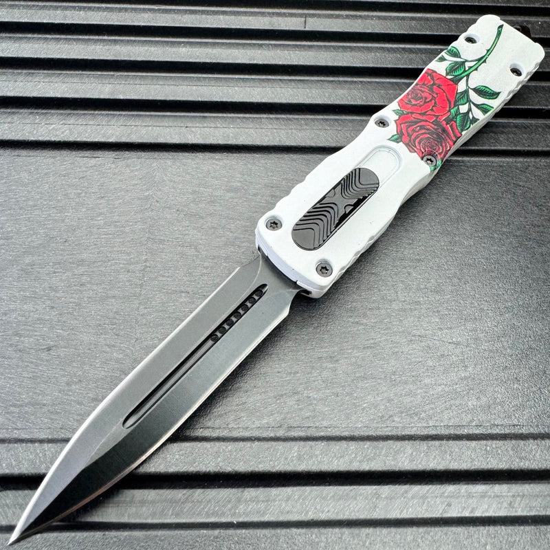 7.5" Skull N' Roses Automatic Dual Action OTF Knife