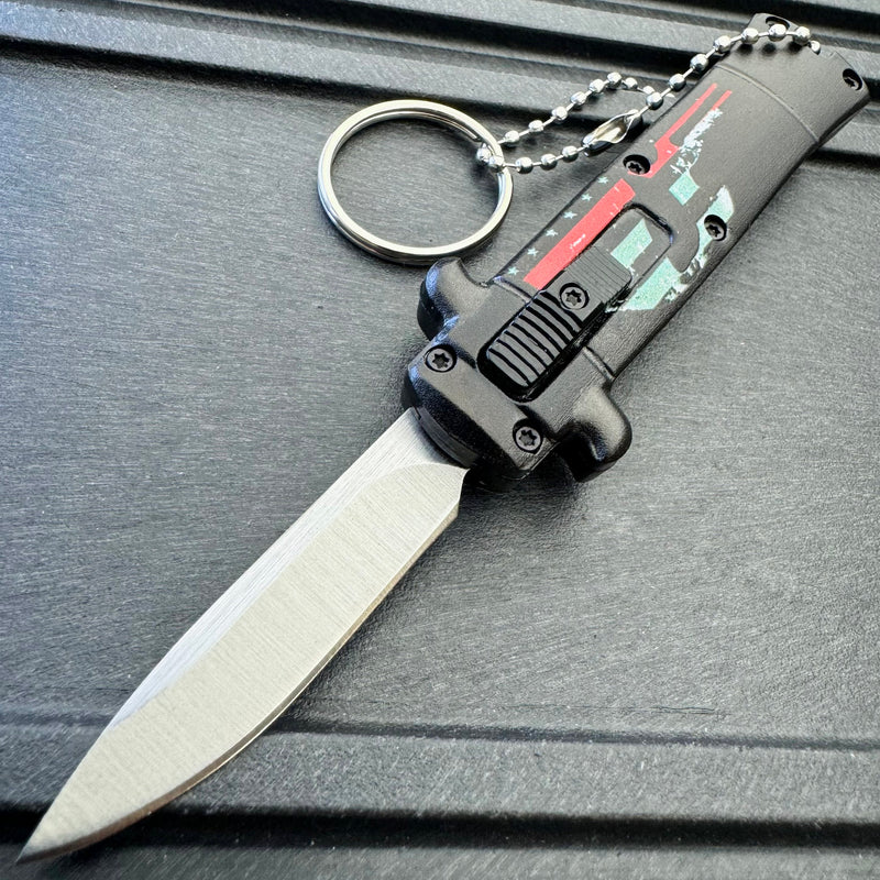 Punisher Mini Stiletto OTF Knife Keychains