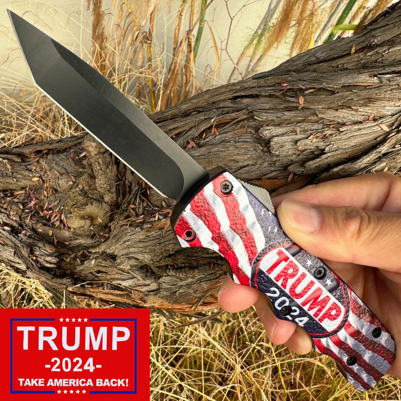 8.75" Trump 2024 American Flag OTF Folding Pocket Knife