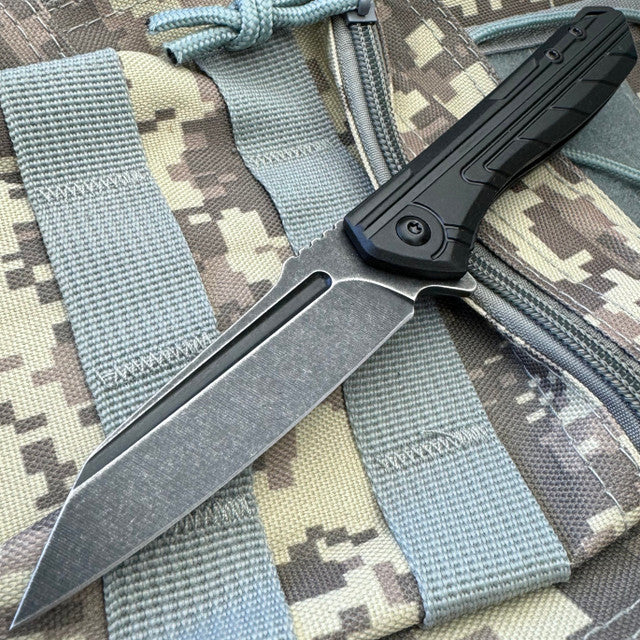 Stonewashed Black Pocket Knife