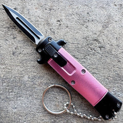 Pink Mini Stiletto OTF Knife Keychain