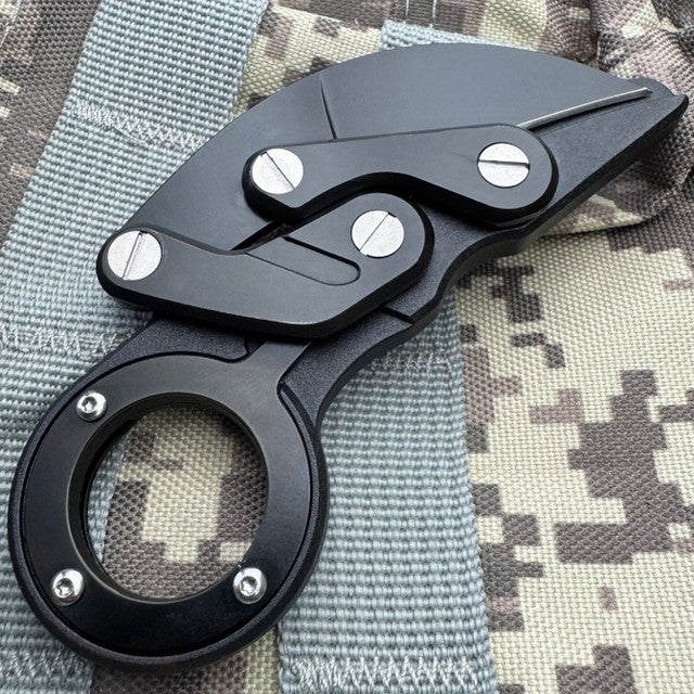 6.25" Black Quick Folding Karambit Pocket Knife