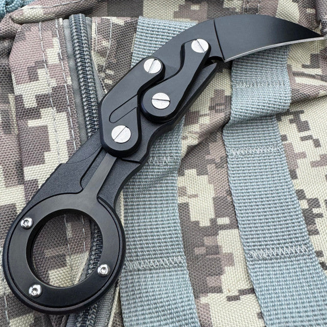 6.25" Black Quick Folding Karambit Pocket Knife