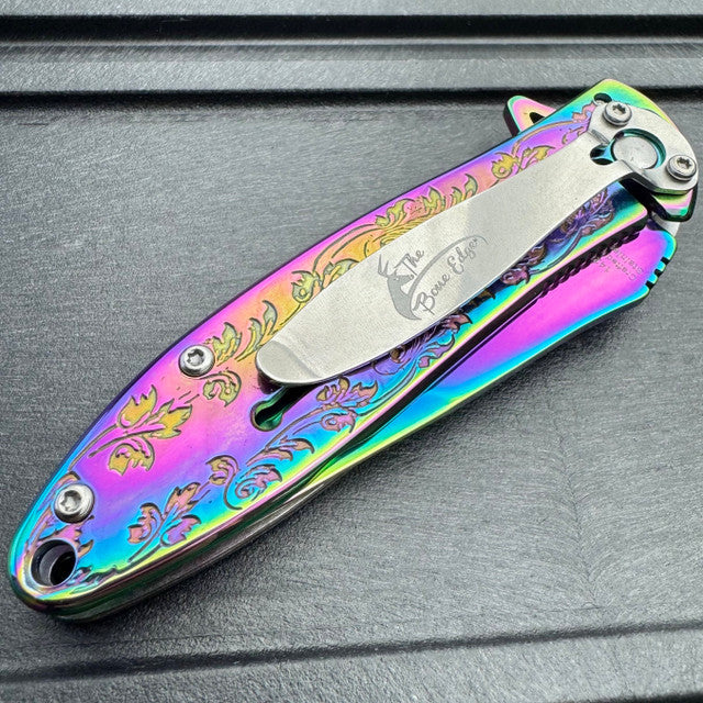 7" RAINBOW DEER SPRING ASSISTED FOLDING KNIFE Blade Pocket