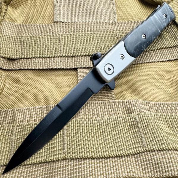 7" Italian Milano Stiletto Tactical Spring Assisted Opening Folding Pocket Knife