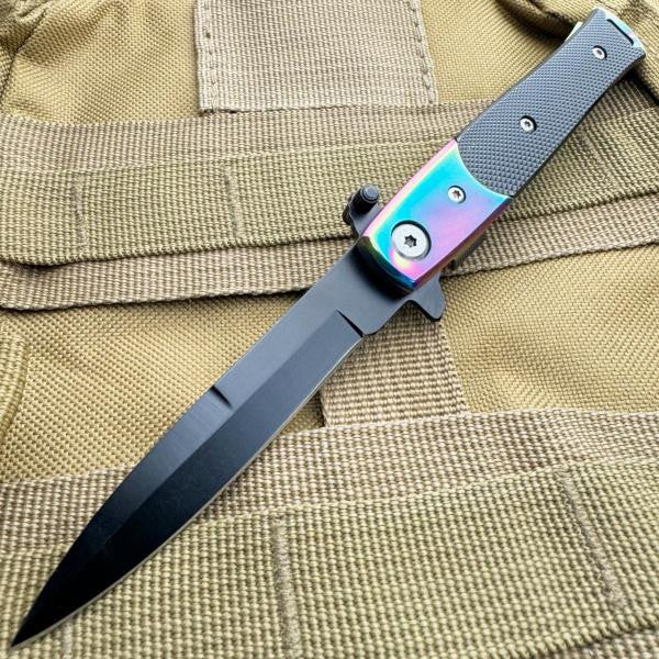 7" Italian Milano Stiletto Tactical Spring Assisted Opening Folding Pocket Knife