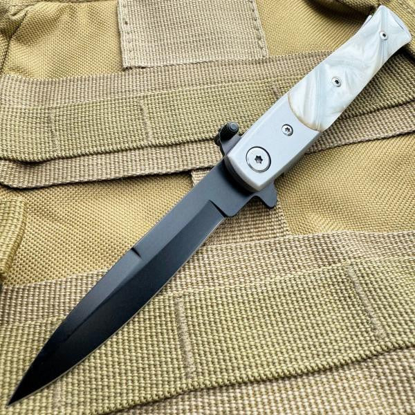 7" Italian Milano Stiletto Tactical Spring Assisted Opening Folding Pocket Knife