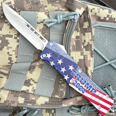 Trump 2024 US Flag Drop Point Blade OTF Knife