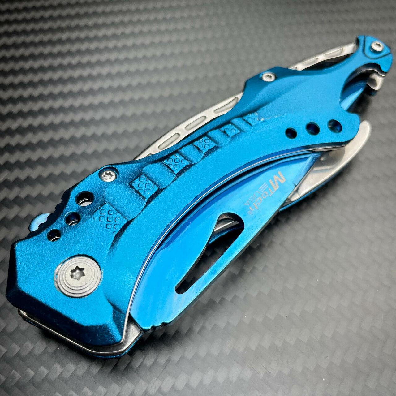 7.5 MTech MT-324BL Blue Diamond Cut Tactical Folding Knife with Pocket  Clip NEW