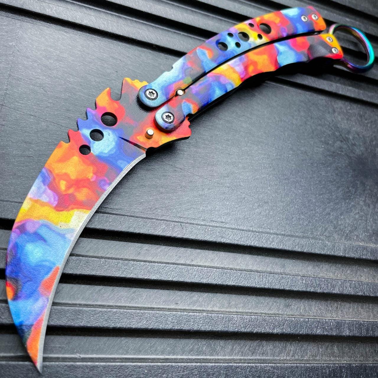 Rainbow Karambit Tactical Butterfly Knife Sharp Limited Edition - Edge  Import