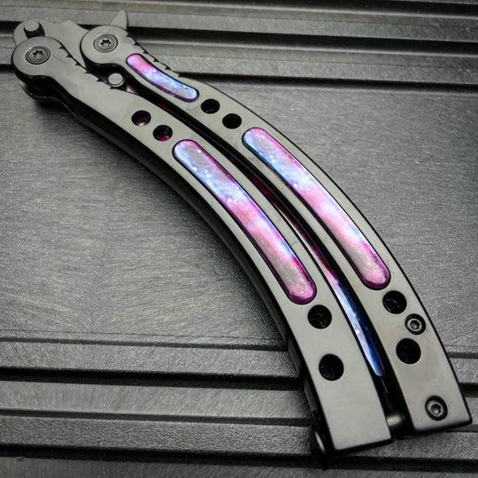 CSGO Butterfly Trainer Balisong - Black Galaxy | BLADE ADDICT