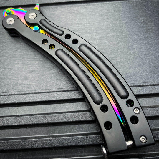 CSGO RAINBOW FADE Practice Knife Balisong Butterfly Tactical Trainer ...