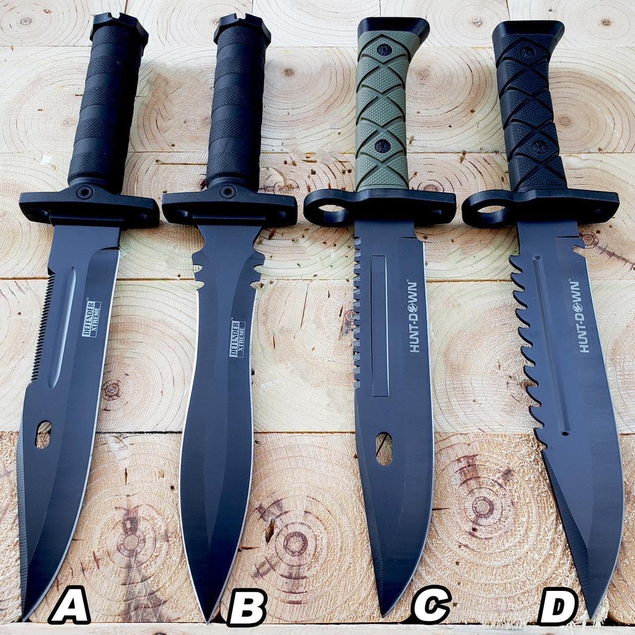 Tactical SURVIVAL Fixed Blade MILITARY COMBAT BOWIE Hunting Knife Black  13.5