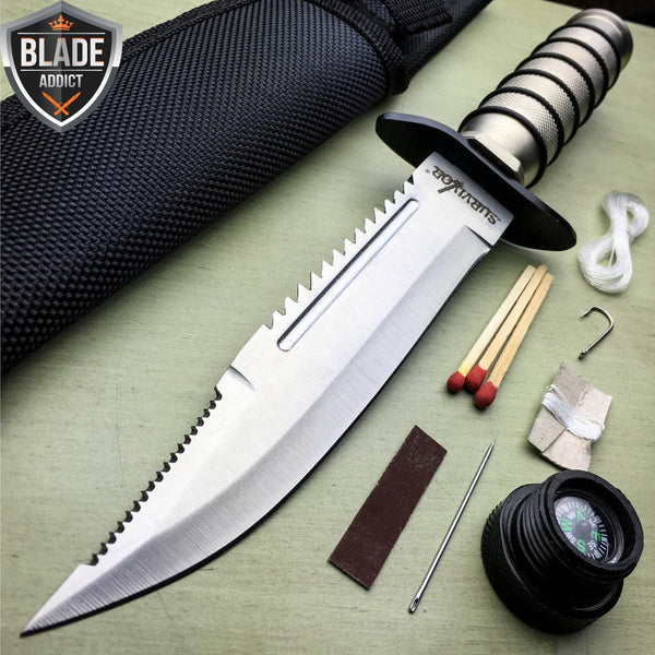 10.5 Tactical Fixed Blade Gut Hook Hunting Survival Knife w