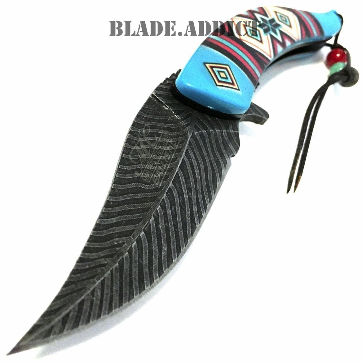 12 - pc. Indian Feather Switchblade Knife Set - Assorted Colors