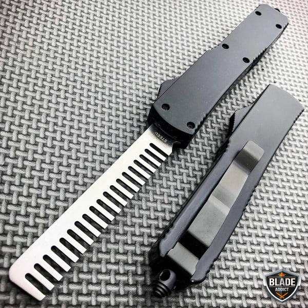 Automatic Push Button Folding Comb Switchblade Knife Looking Brush