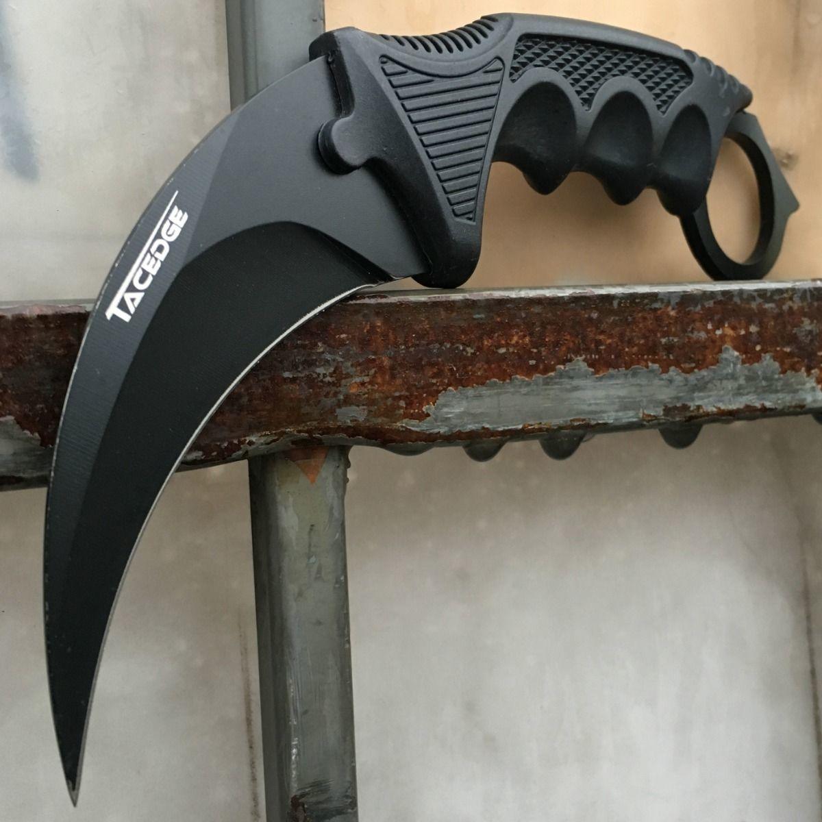 5PC BLACK SURVIVAL FIXED BLADE KARAMBIT TOMAHAWK AXE POCKET KNIFE SET ...