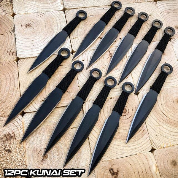 6pc SET Kunai 5.5 SPIDER Throwing Knives NINJA Black DAGGER