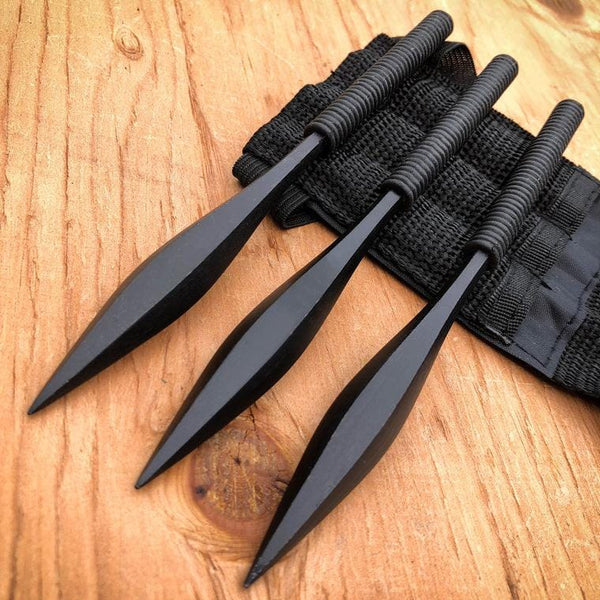 3PC 7.5 Ninja Combat Survival Tactical Ninjutsu Kunai Throwing Knife Set