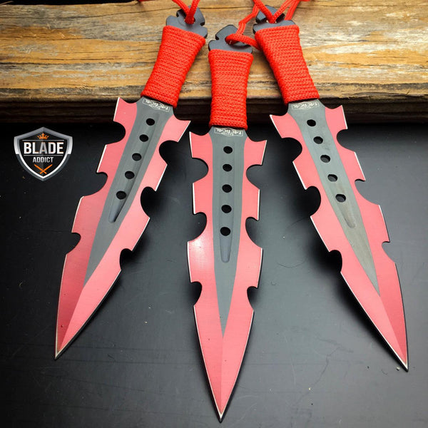 Red Venom Throwing Knives - Red Throwing Knife Set - Steel