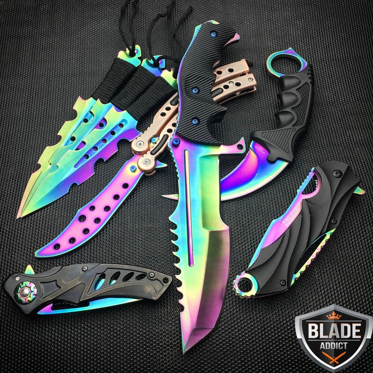 5 PC RAINBOW TACTICAL KNIFE SET – HYPER BLADES